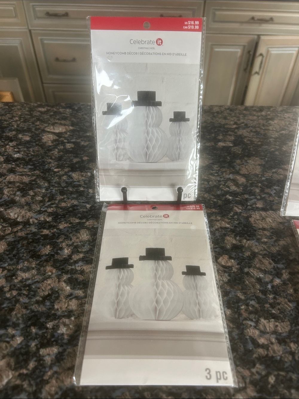 CELEBRATE IT HONEYCOMB SNOWMAN DECOR LOT OF 2 NWT